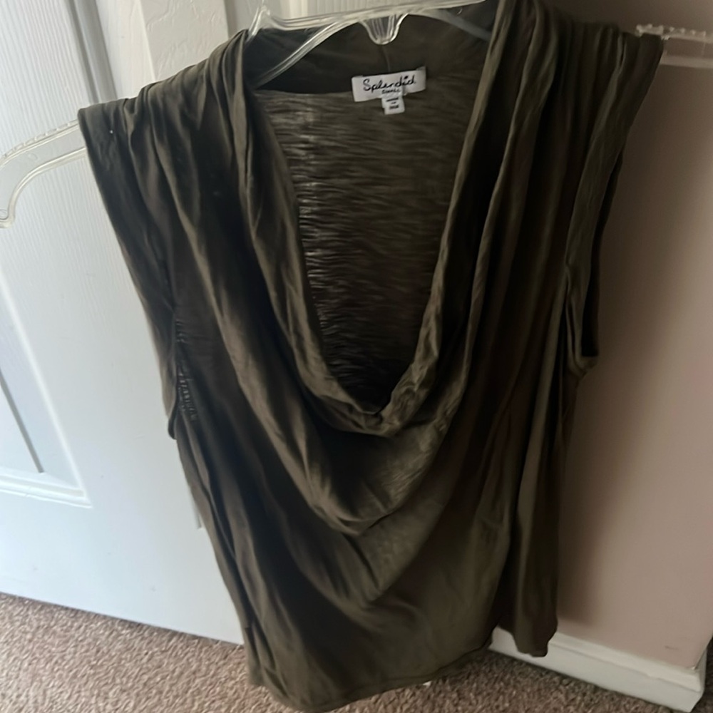 Women’s Splendid Army Green Drape Neck Sleeveless Tank Top